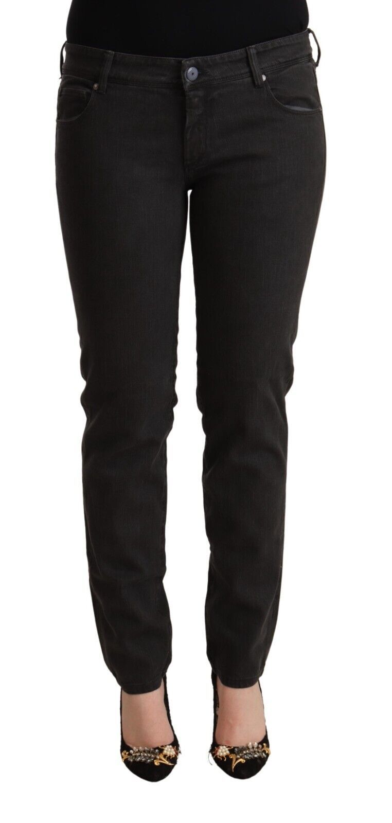 Ermanno Scervino – Schwarze Skinny-Jeans aus Baumwolldenim mit niedriger Taille
