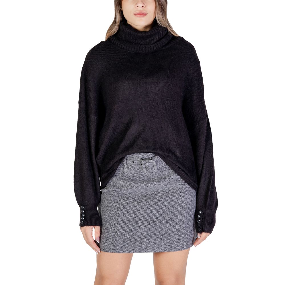 ICHI – Rollkragenpullover aus schwarzem Marabu