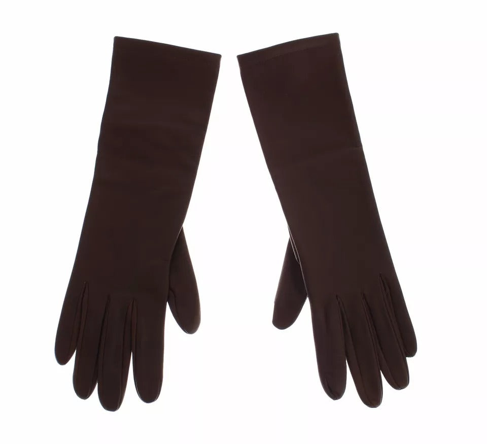 Dolce & Gabbana – Schmale Lederhandschuhe für Damen in Braun