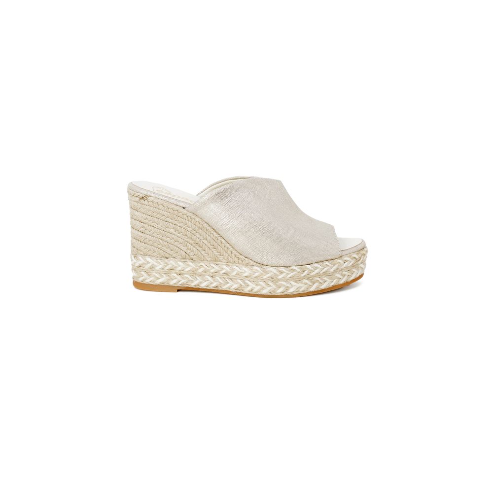 Espadrilles Gold Leder Plateau & Keil