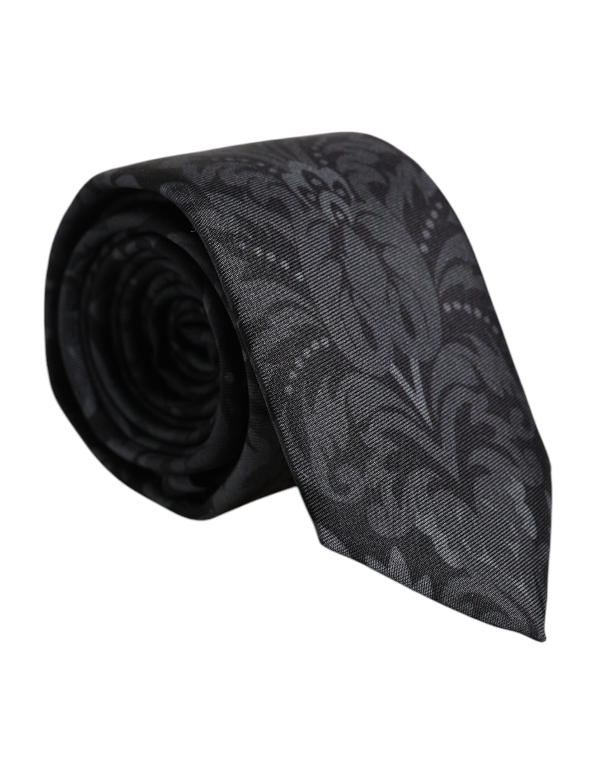 Dolce & Gabbana – Verstellbare Krawatte mit Blumenmuster in Schwarz und Grau