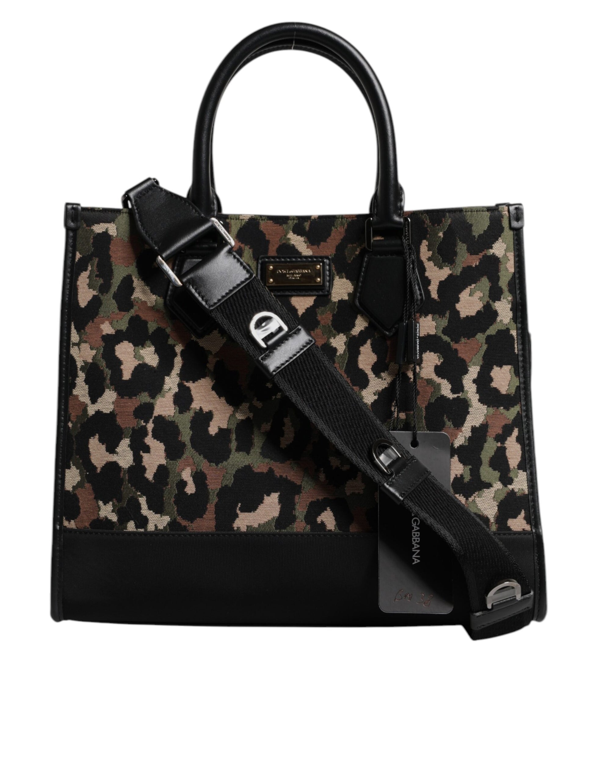 Dolce & Gabbana – Mehrfarbige Einkaufstasche mit Leopardenmuster und Schultertasche
