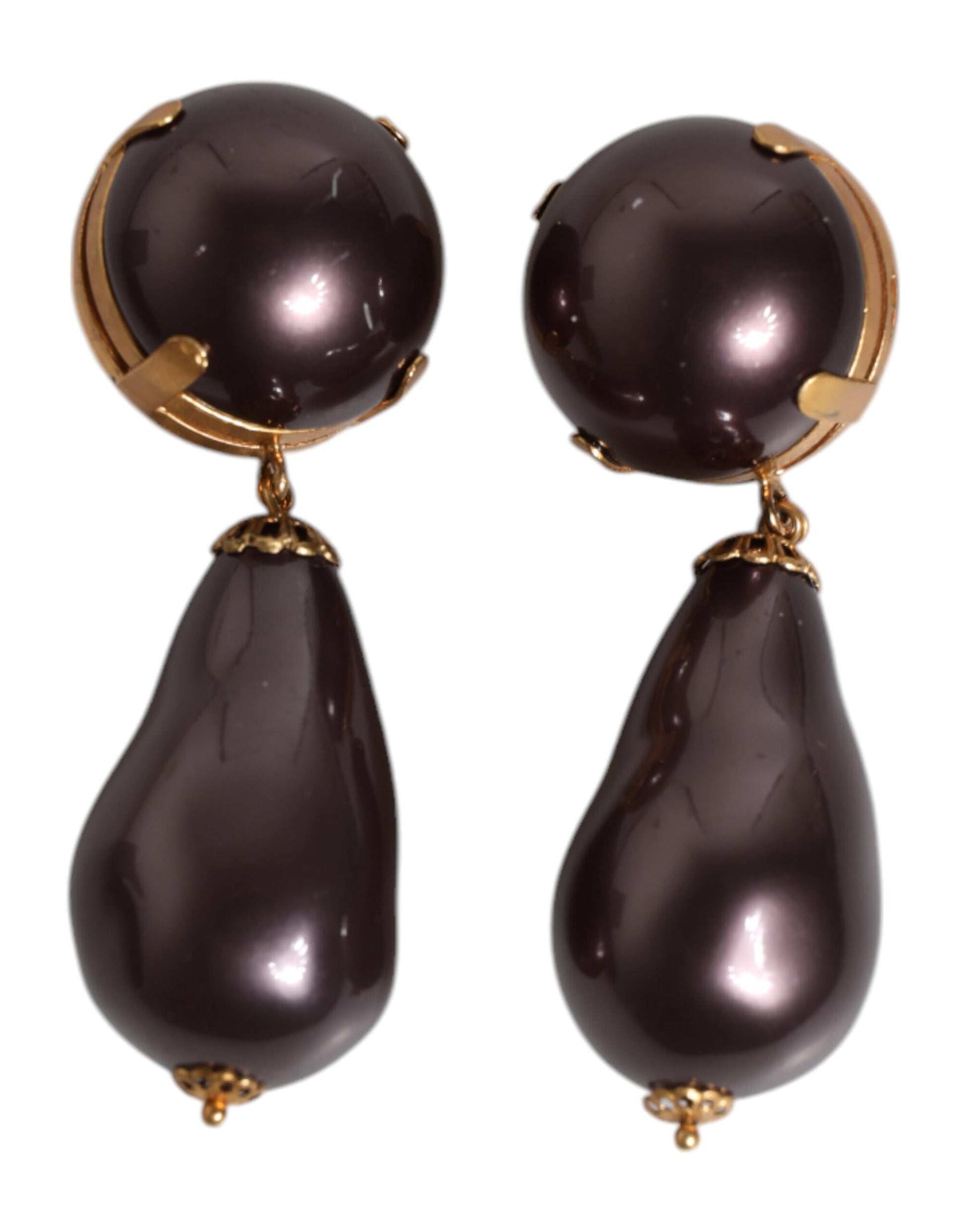 Dolce & Gabbana – Ohrringe mit Clipverschluss aus goldenem Messing und schwarzen Perlen