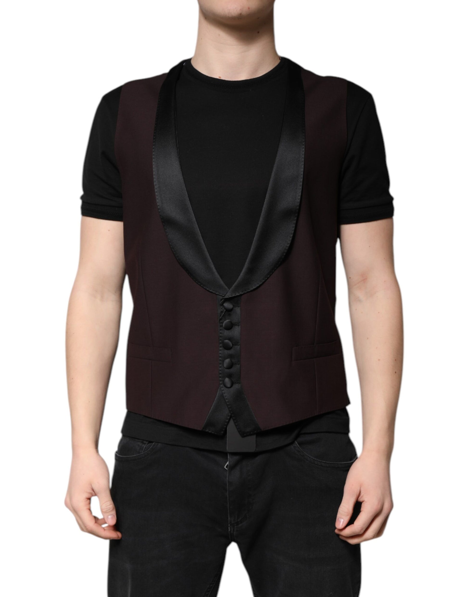 Dolce & Gabbana Kastanienbraune Weste aus Wolle, formelle Weste