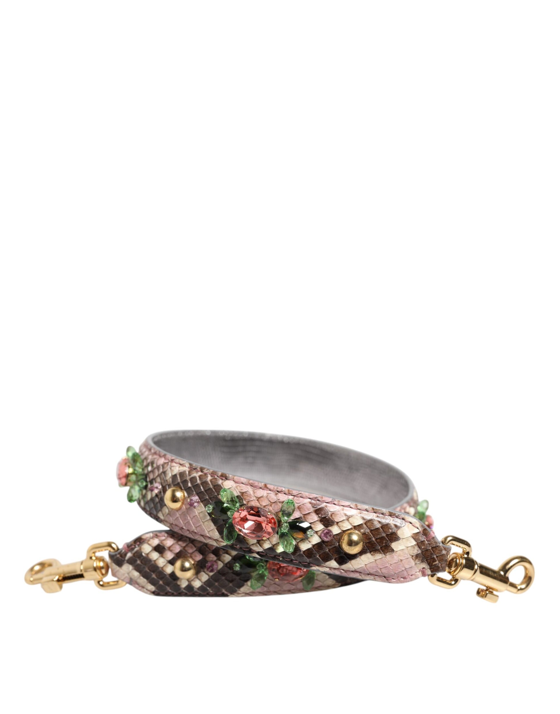 Dolce & Gabbana – Mehrfarbiger Schultergurt mit Python-Verzierung und Kristallnieten