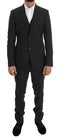 Dolce & Gabbana – Grau gemusterter 3-teiliger Slim-Fit-Anzug aus Wolle