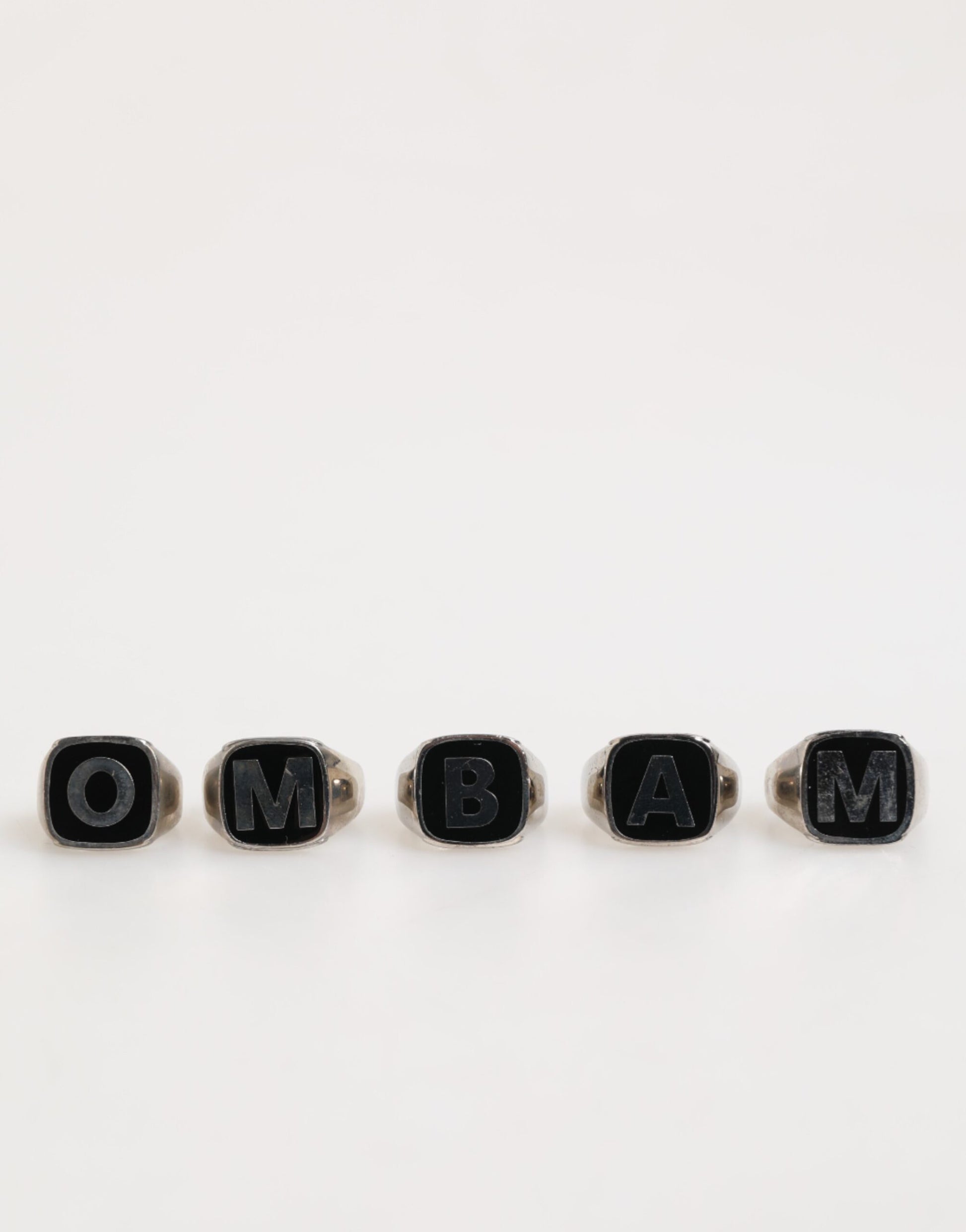 Dolce & Gabbana – Silberfarbenes Messing-Schriftzug-Set, 5-teilig, verstellbarer Ring