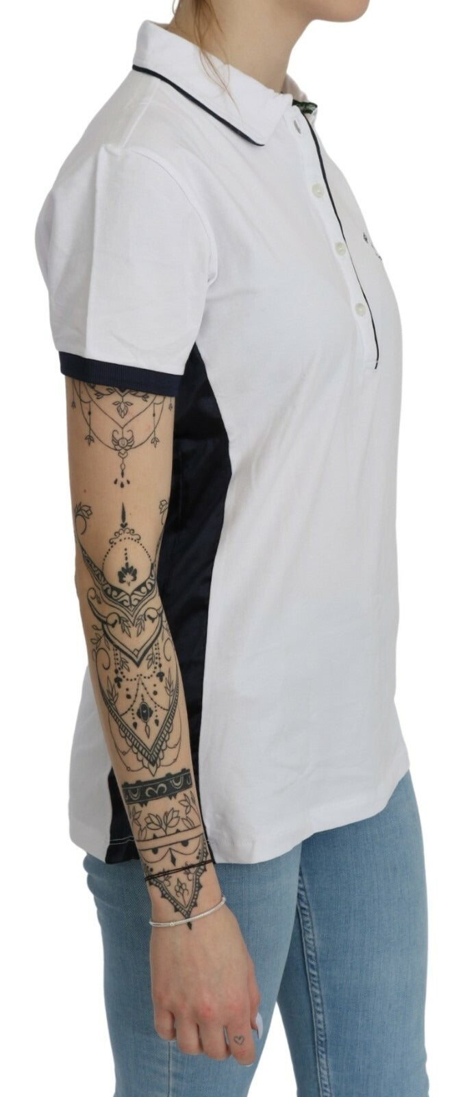 Beverly Hills Cotton White Collared Short Sleeve Top