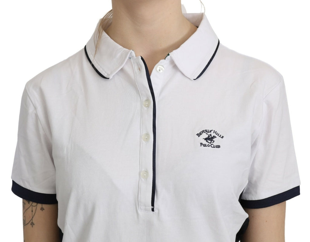 Beverly Hills Cotton White Collared Short Sleeve Top