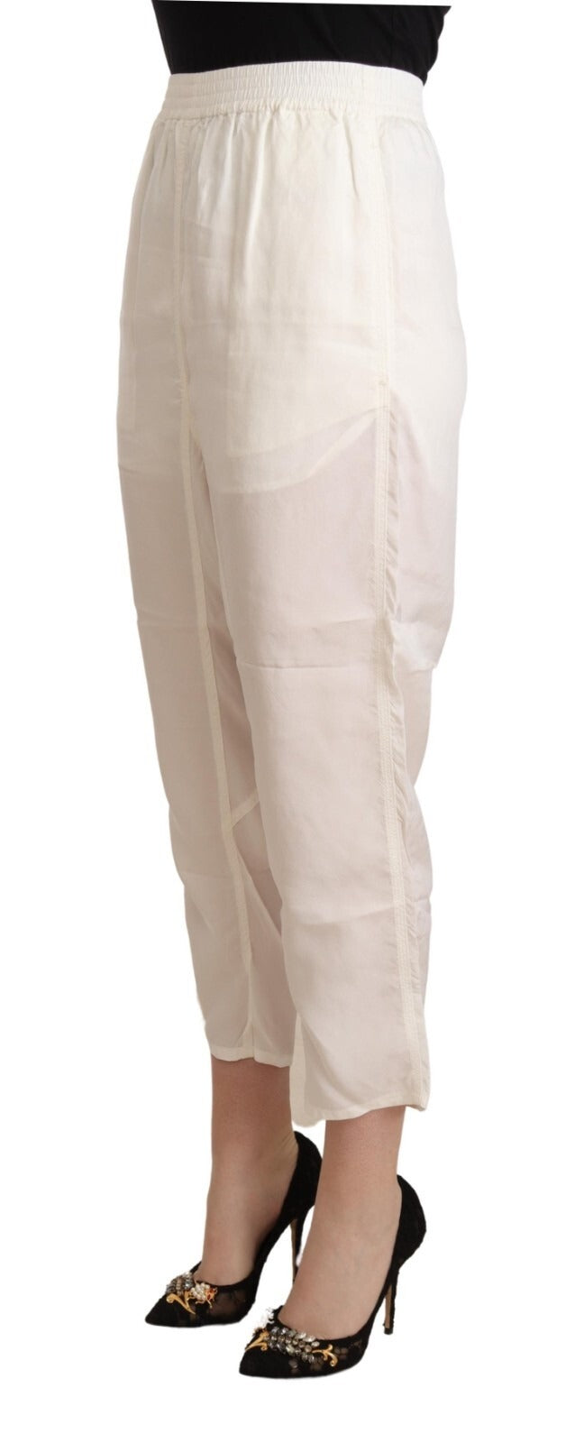 Maison Margiela White Cropped Pants for Women detail view