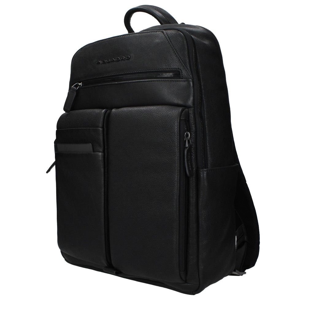 Piquadro Black Leather Backpack