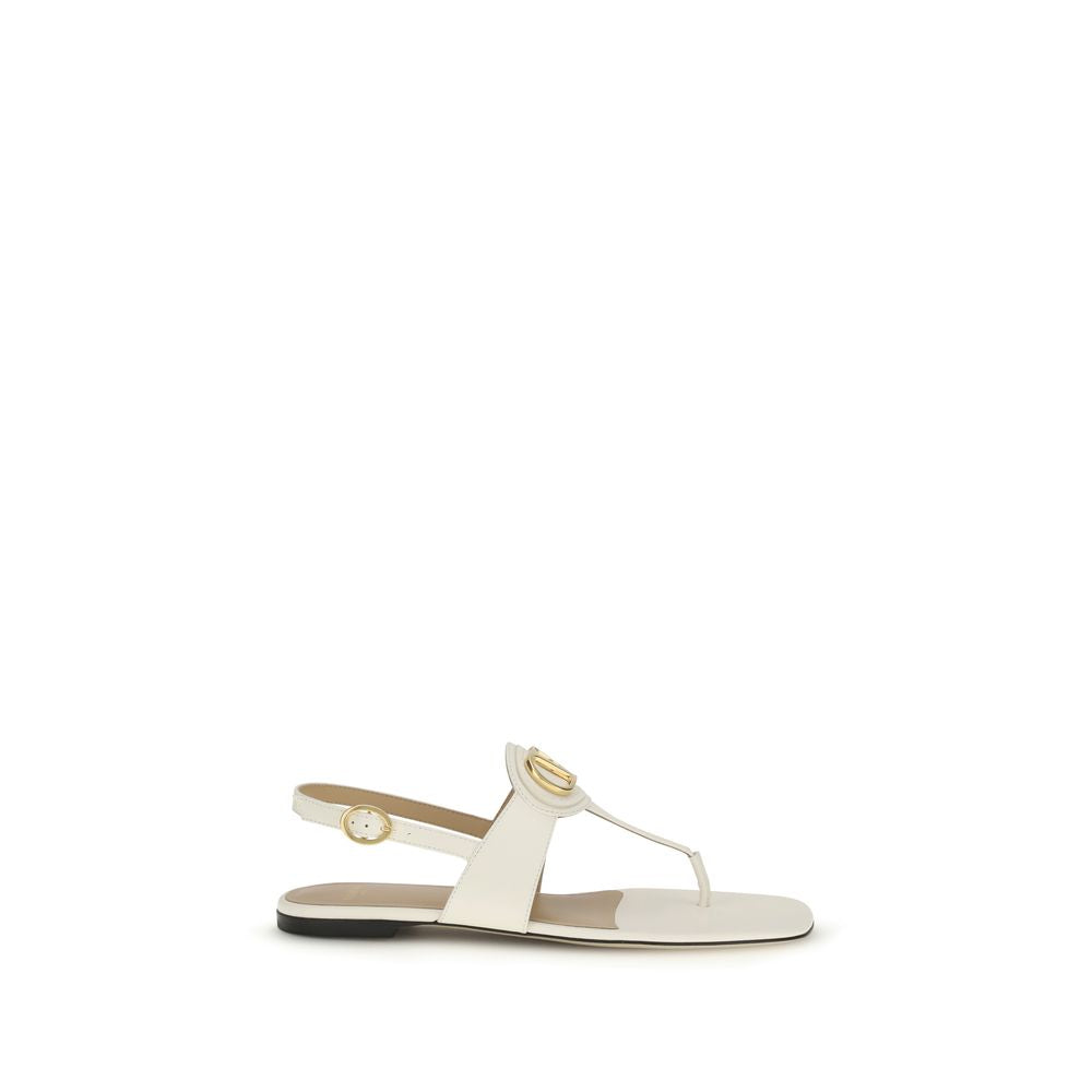 Sandales plates Valentino Garavani en cuir de veau beige