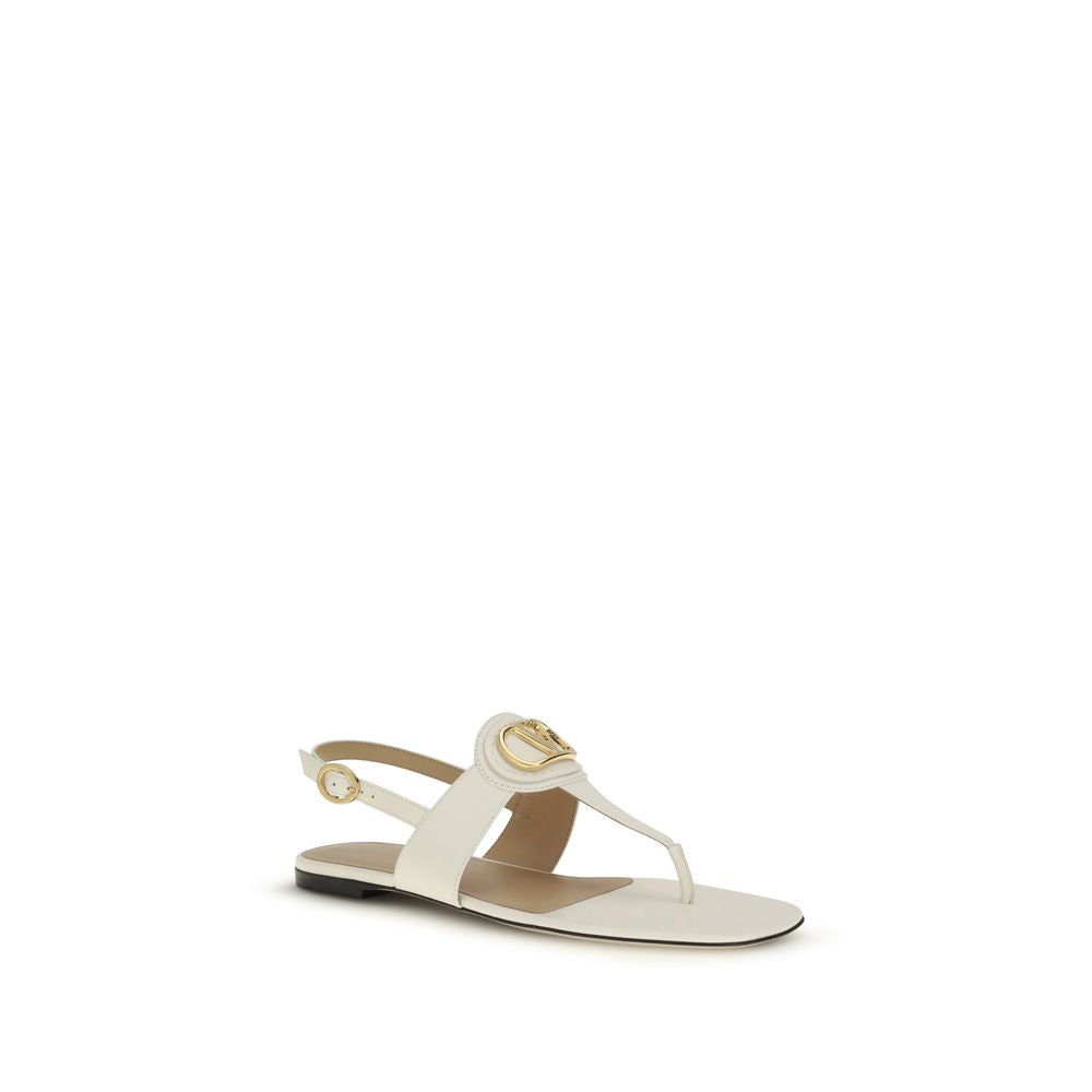 Sandales plates Valentino Garavani en cuir de veau beige
