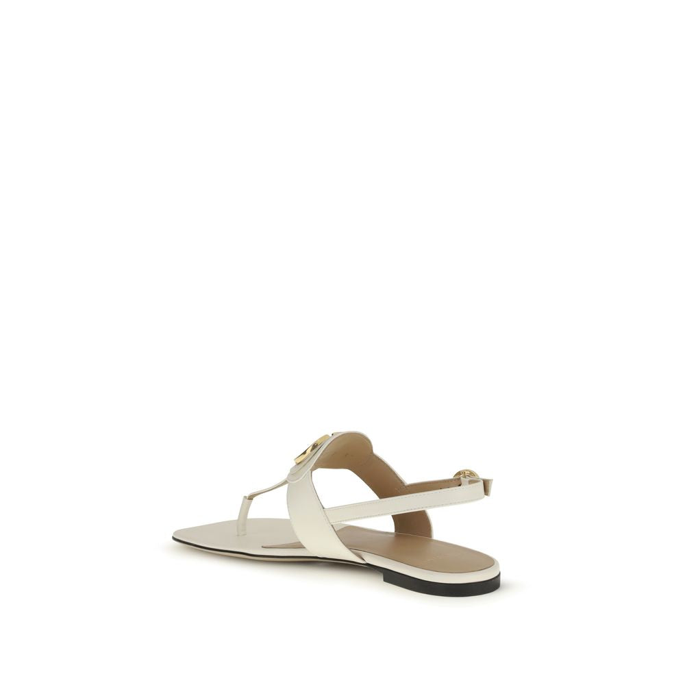 Sandales plates Valentino Garavani en cuir de veau beige