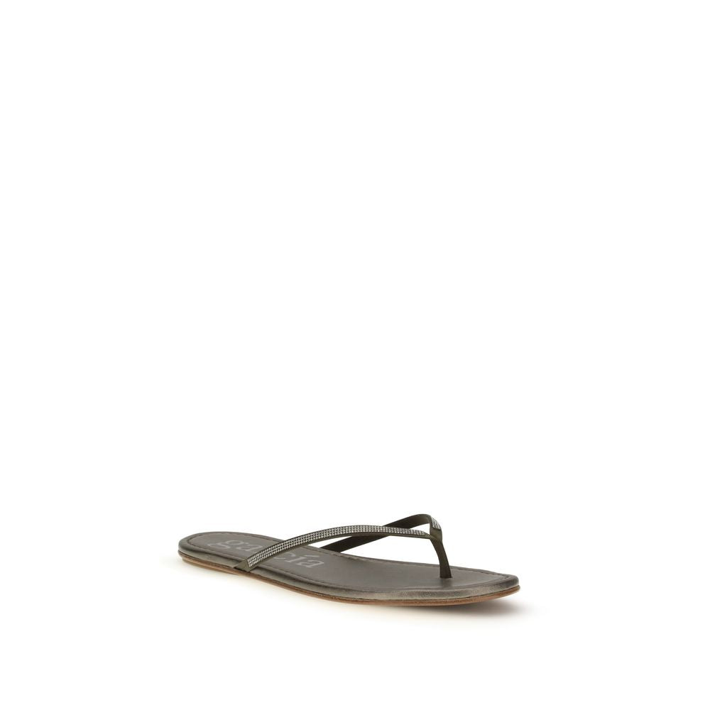 Pedro García Bicolor Crystals Flat Sandals