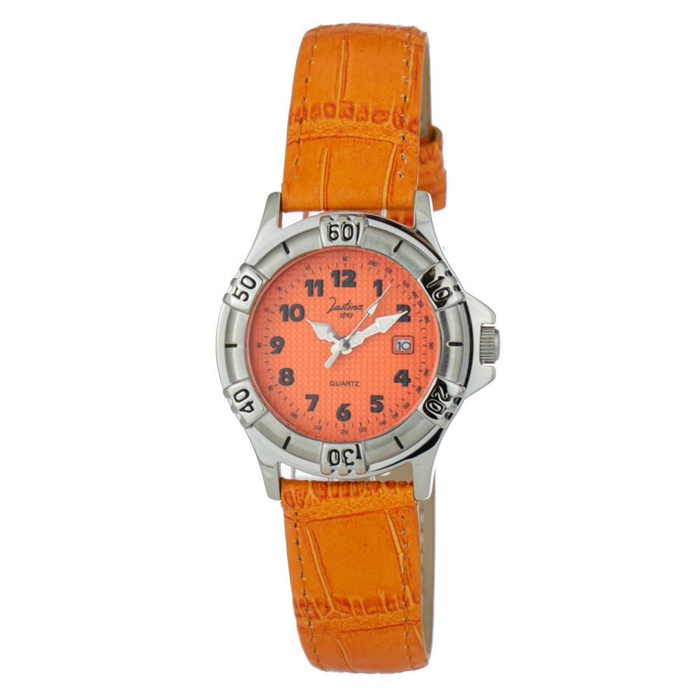 JUSTINA Orange Leather Dress Watch