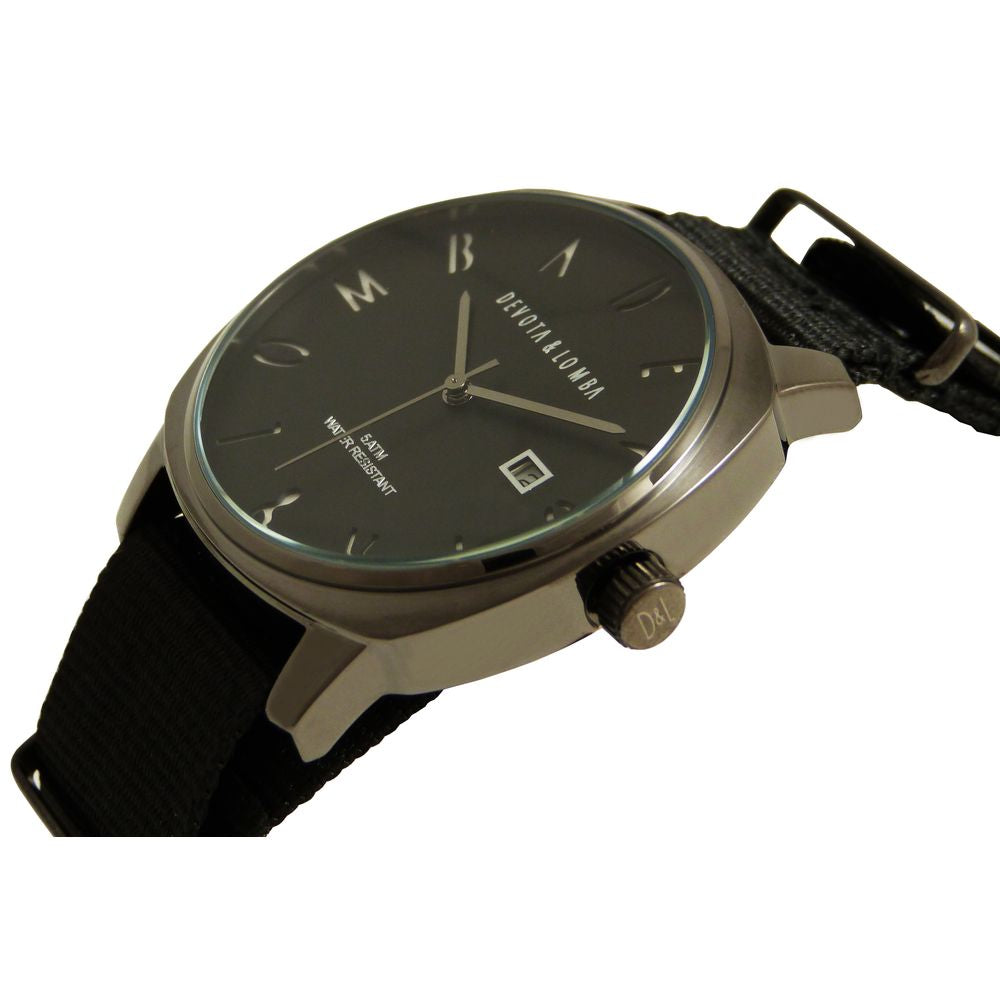 DEVOTA & LOMBA Black Nylon Dress Watch