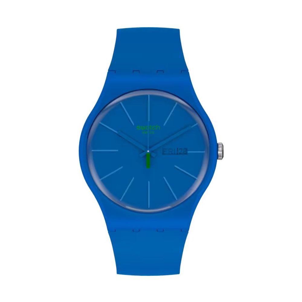 Montre habillée Swatch en plastique bleu