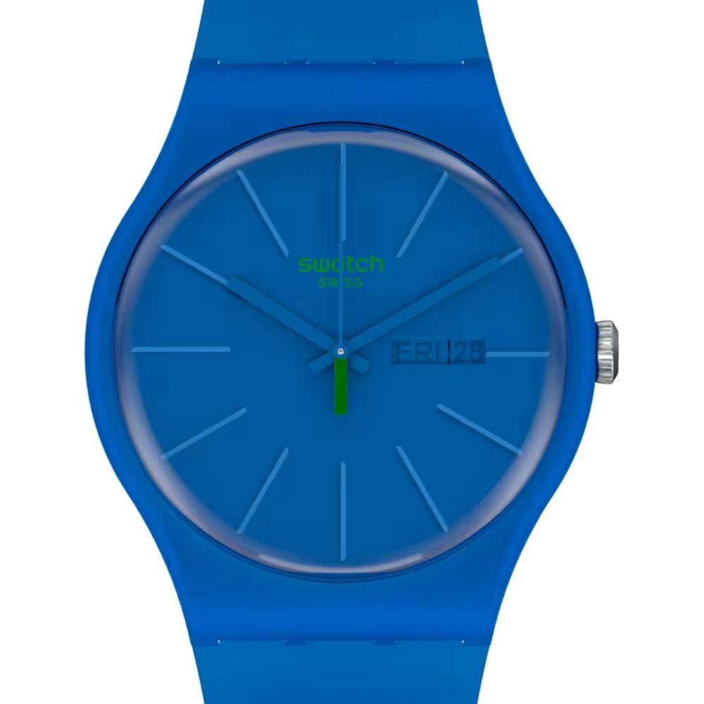 Montre habillée Swatch en plastique bleu