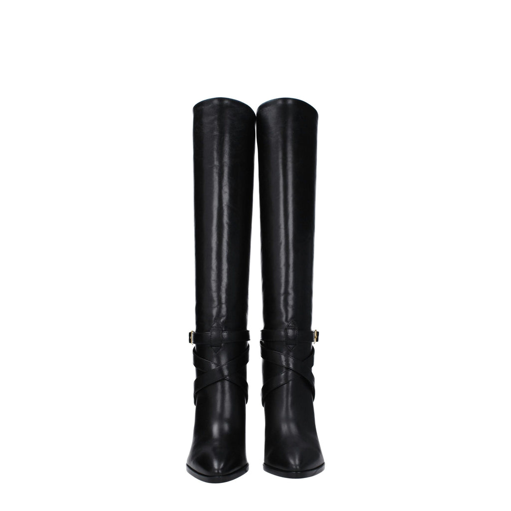 Celine Black Leather High Heel Boots
