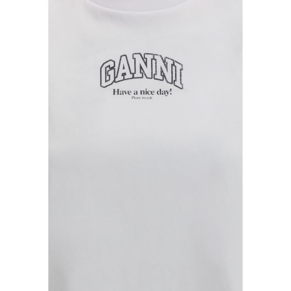 Ganni White T-Shirt for Women detail view
