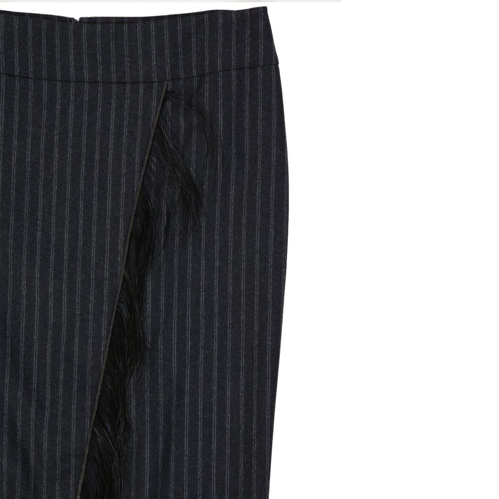 Jupe longue Brunello Cucinelli en laine vierge grise
