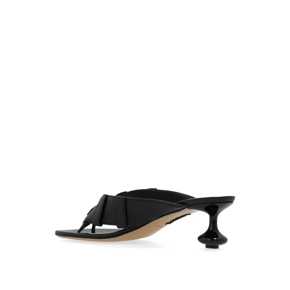 Loewe Black Lamb Leather Flat Sandals