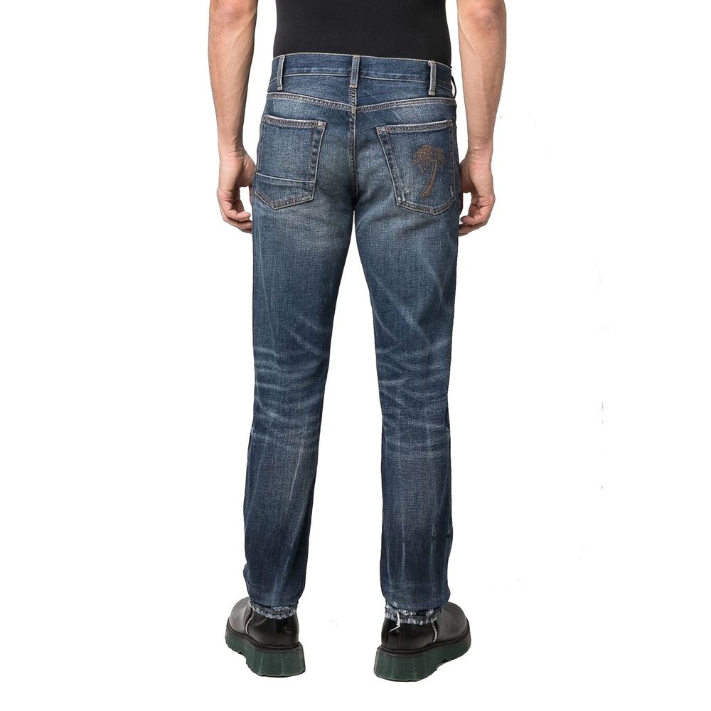 Palm Angels Blue Straight Leg Jeans for Men detail view