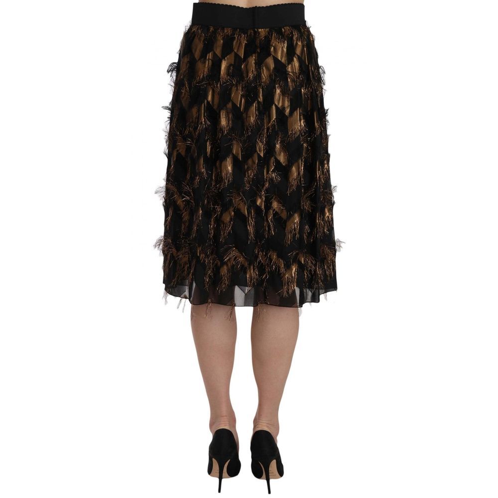 Dolce & Gabbana Bicolor Silk Midi Skirt