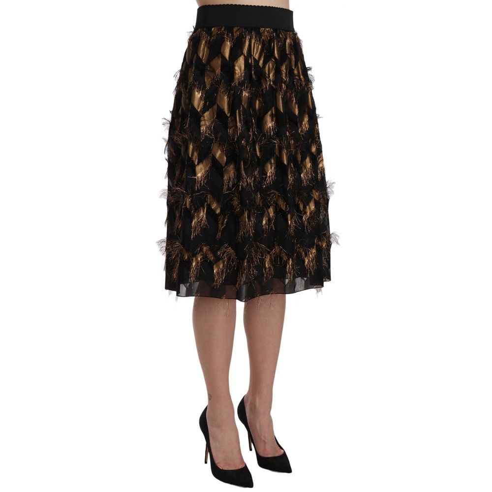 Dolce & Gabbana Bicolor Silk Midi Skirt