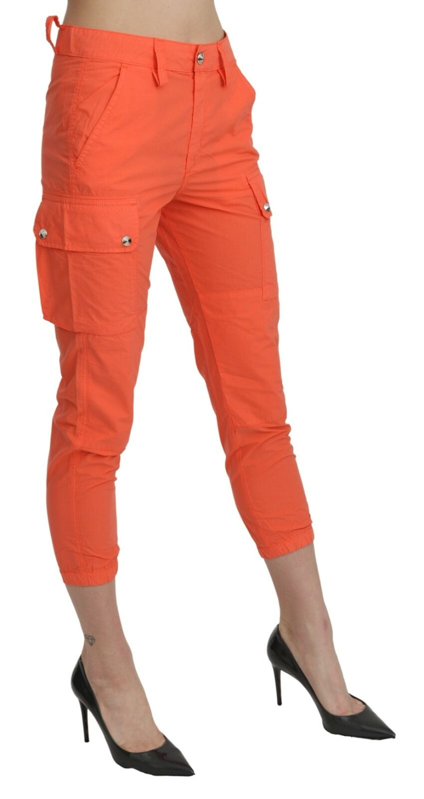 Pantalon cigarette taille haute orange en coton CYCLE