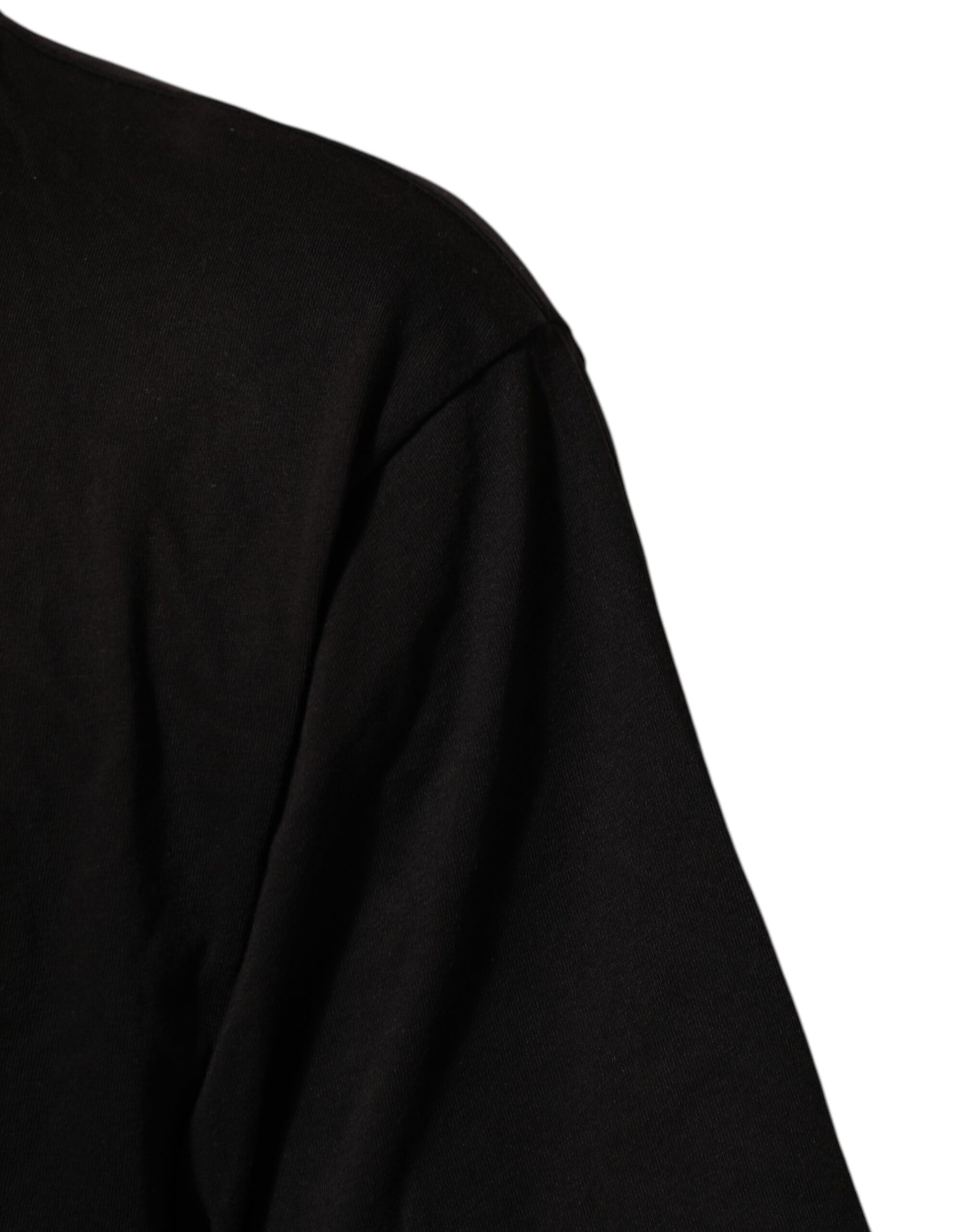 Dolce & Gabbana Black Logo Print Cotton Crew Neck T-shirt