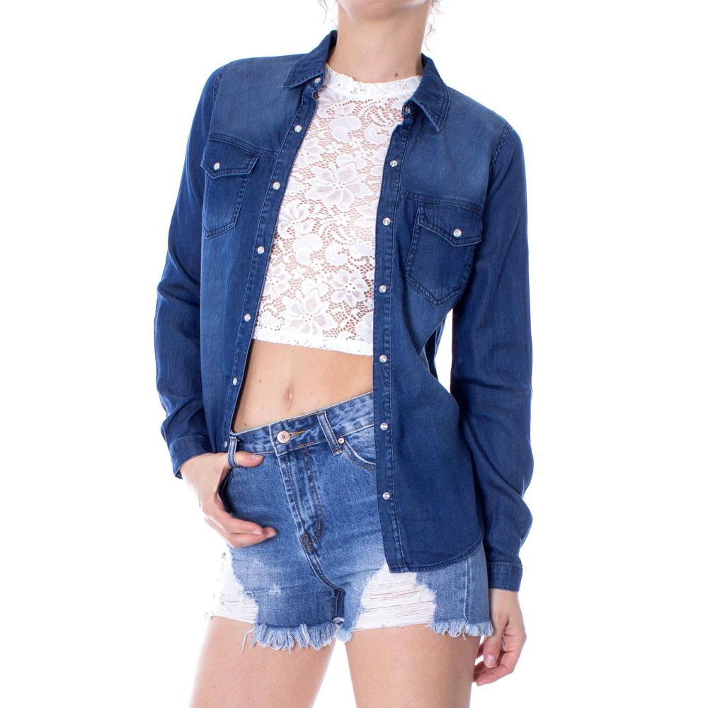 Vila Clothes Blue Denim Shirt