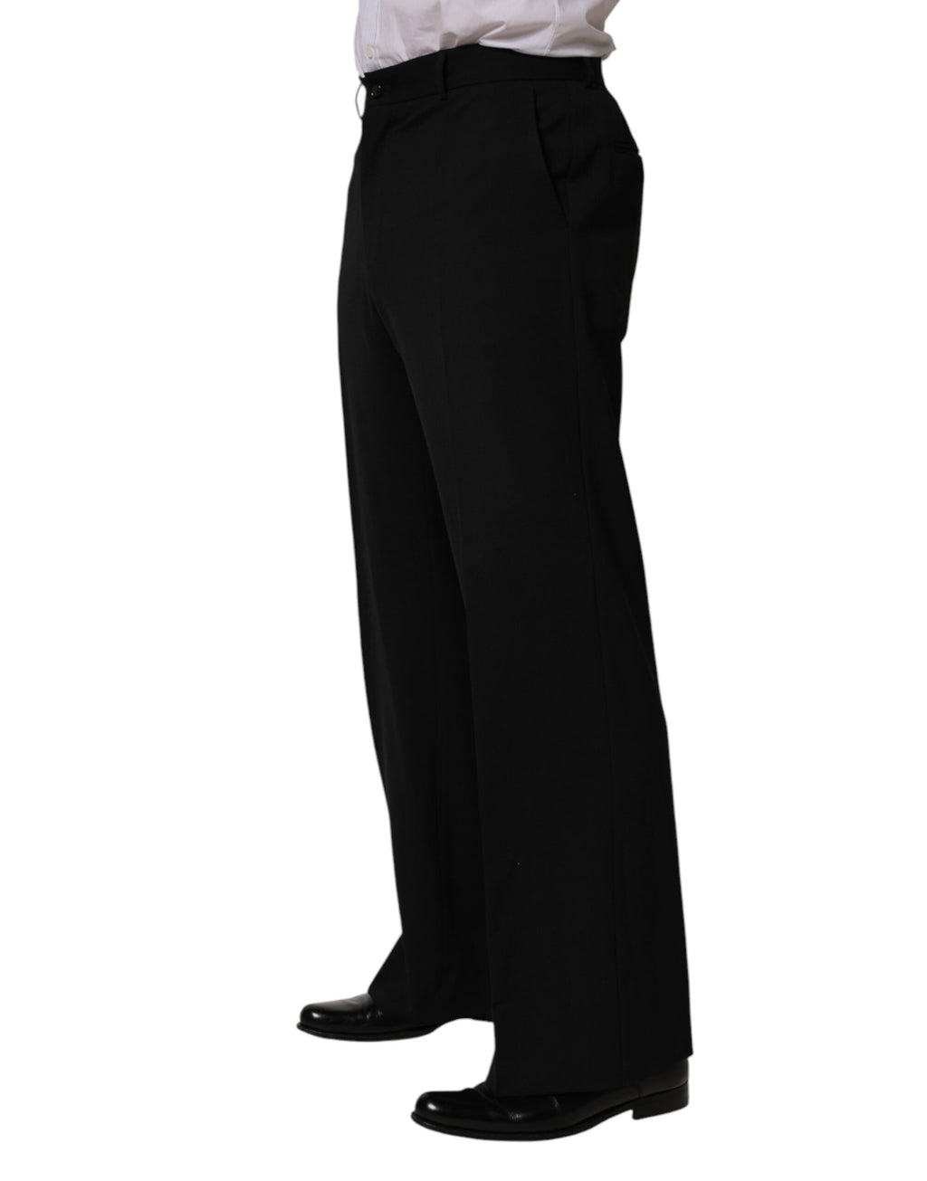 Dolce & Gabbana Black Wool Straight Men Dress Trouser Pants