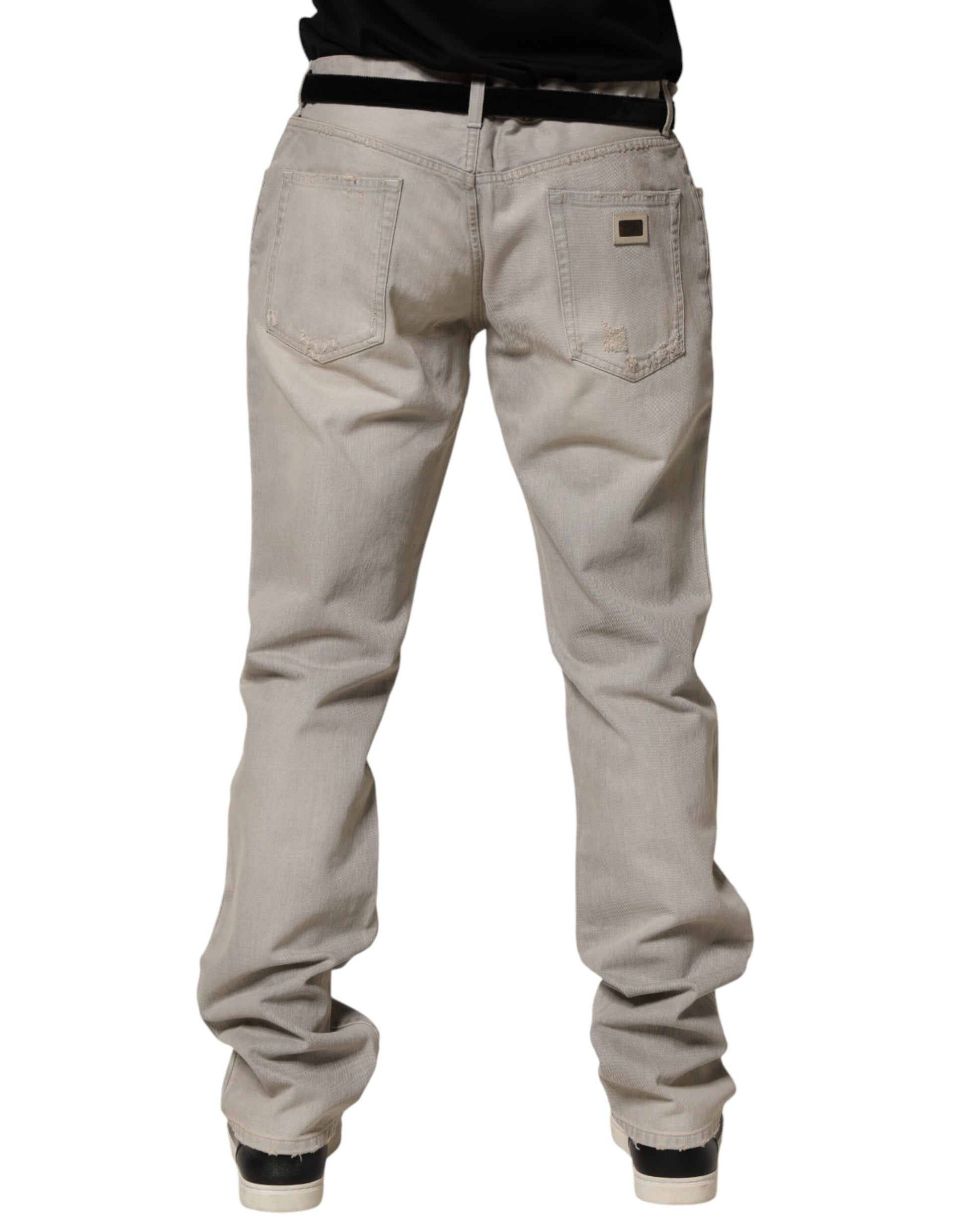 Dolce & Gabbana Grey Straight Leg Jeans for Men side view