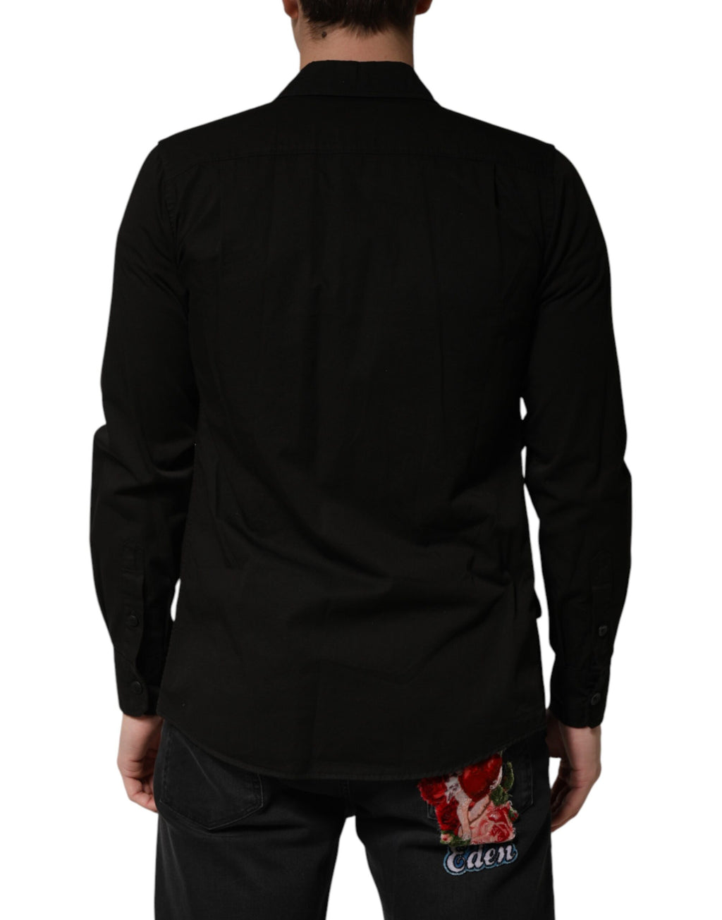 Dolce & Gabbana Black Long Sleeve T-Shirt for Men side view