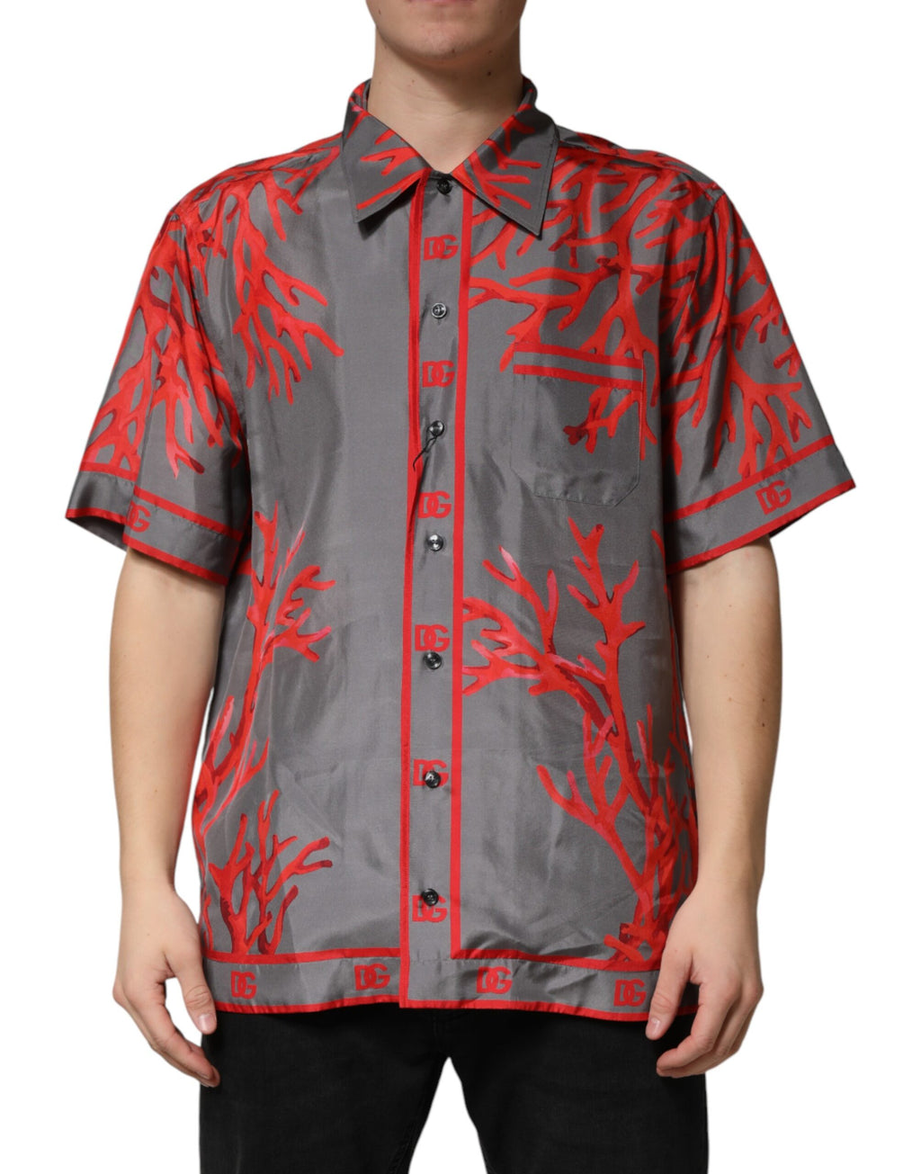Dolce & Gabbana Grey Short-Sleeve Shirt for Men alternate view