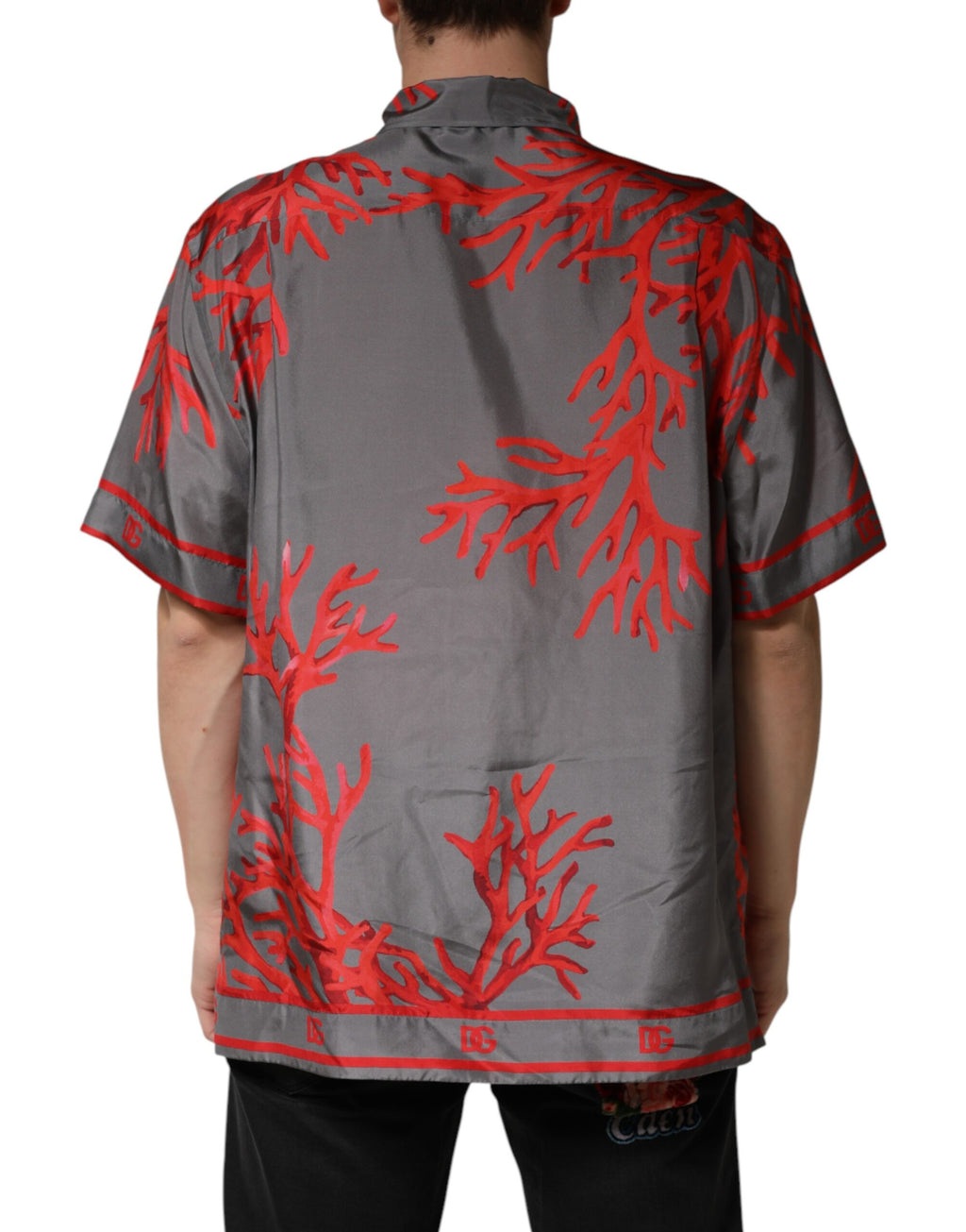 Dolce & Gabbana Grey Short-Sleeve Shirt for Men side view