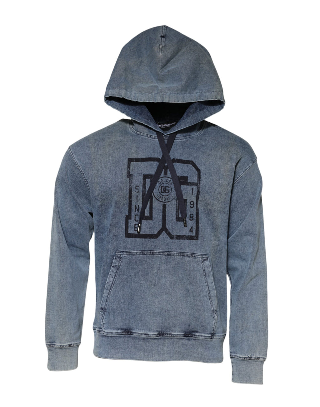 Dolce & Gabbana Blue Cotton Logo Hooded Sweatshirt  Sweater