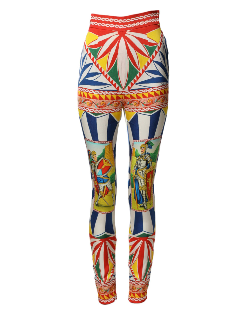 Pantalon Dolce & Gabbana multicolore en soie Carretto avec taille élastique