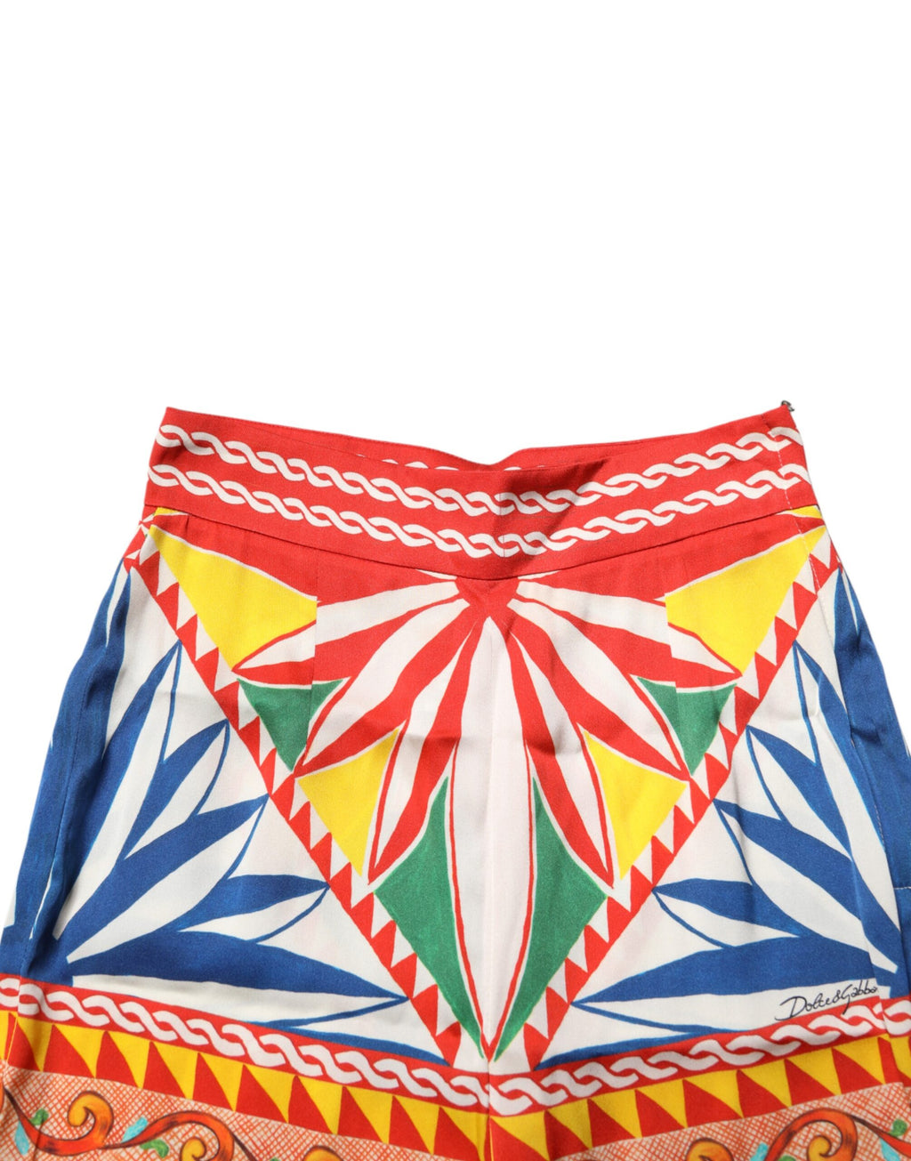 Pantalon Dolce & Gabbana multicolore en soie Carretto avec taille élastique