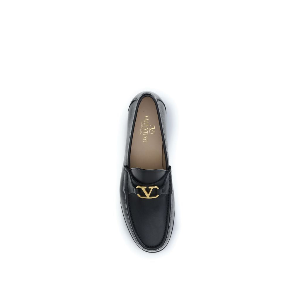 Valentino Garavani Black Slip On Loafers for Men side view