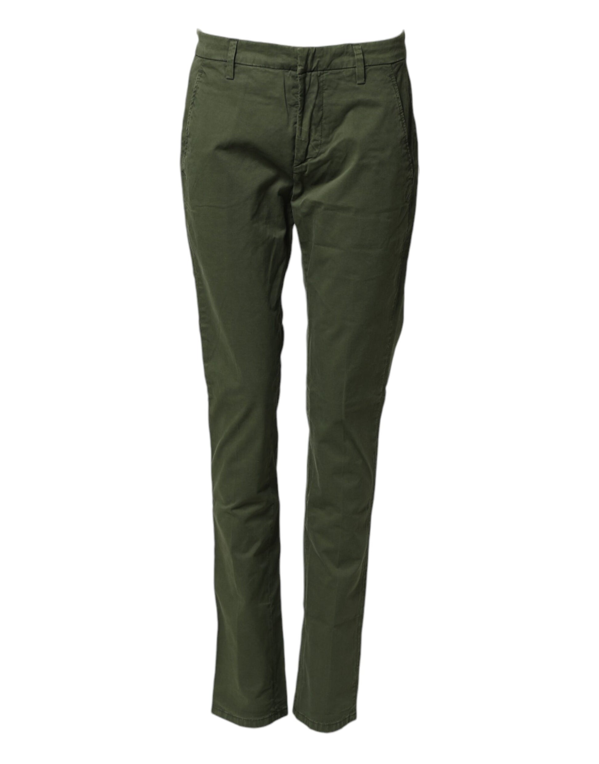 Pantalon chino slim stretch en coton vert foncé Dondup