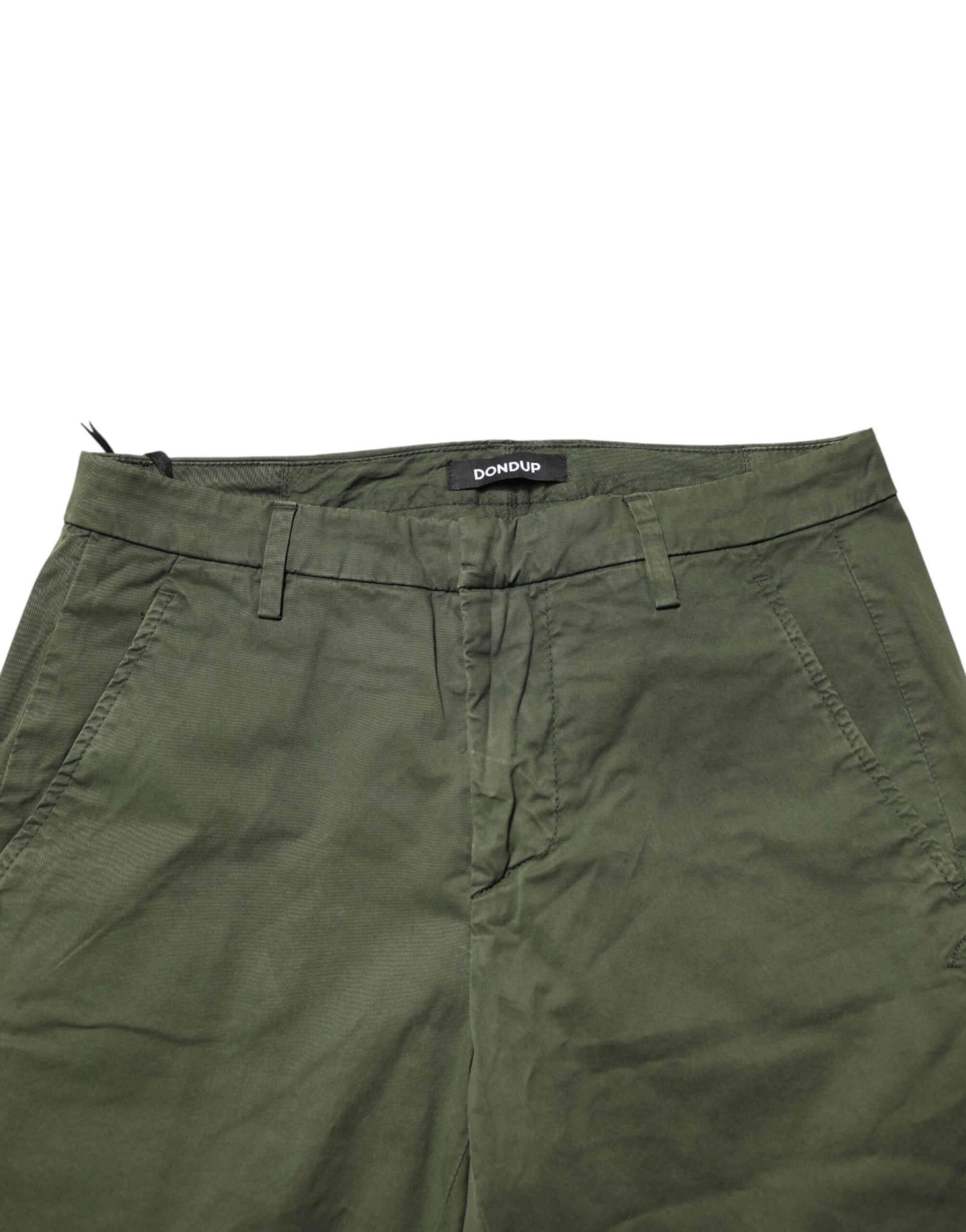 Pantalon chino slim stretch en coton vert foncé Dondup