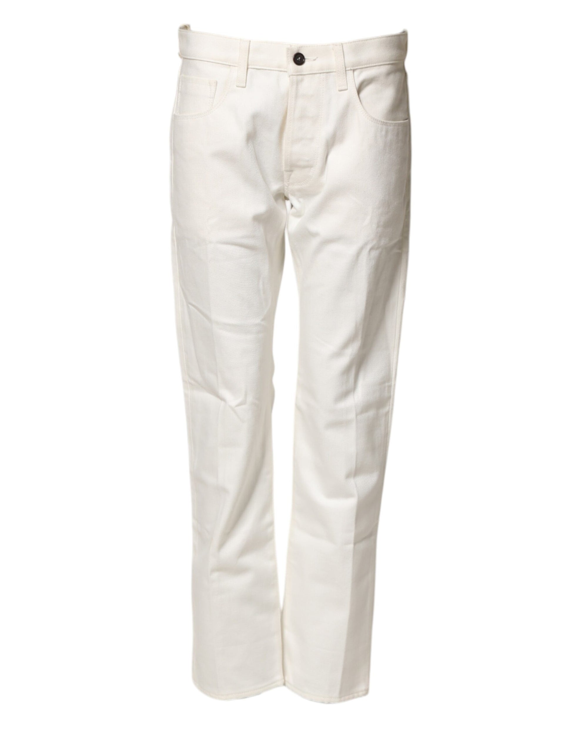 Jean droit en coton blanc taille mi-haute Fortela