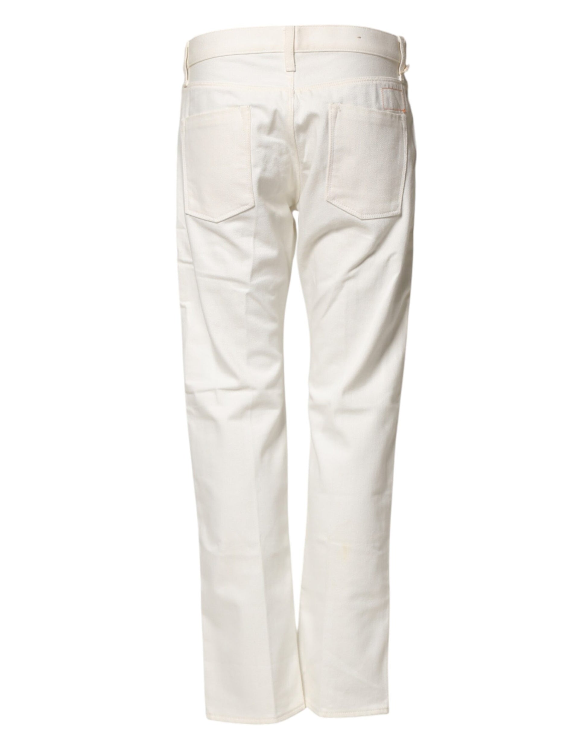 Jean droit en coton blanc taille mi-haute Fortela
