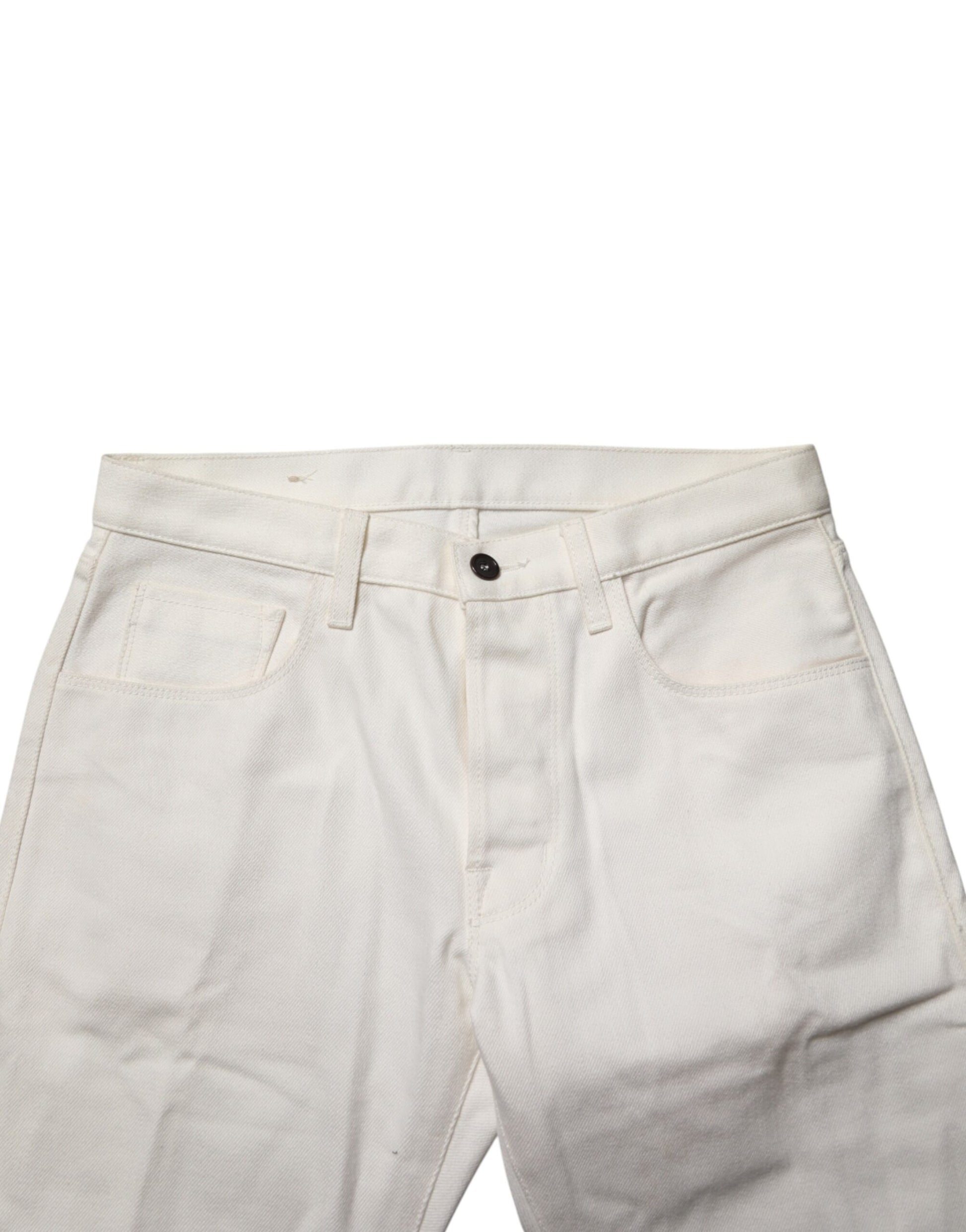 Jean droit en coton blanc taille mi-haute Fortela