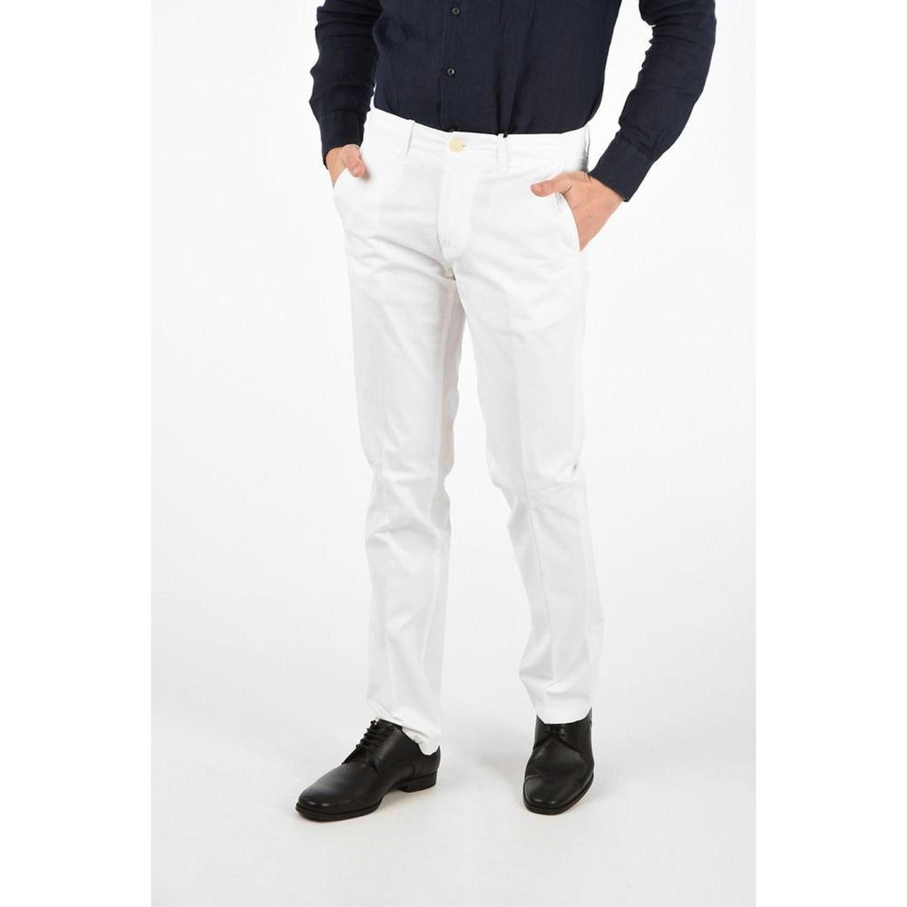 Corneliani White Cotton Chino Pants