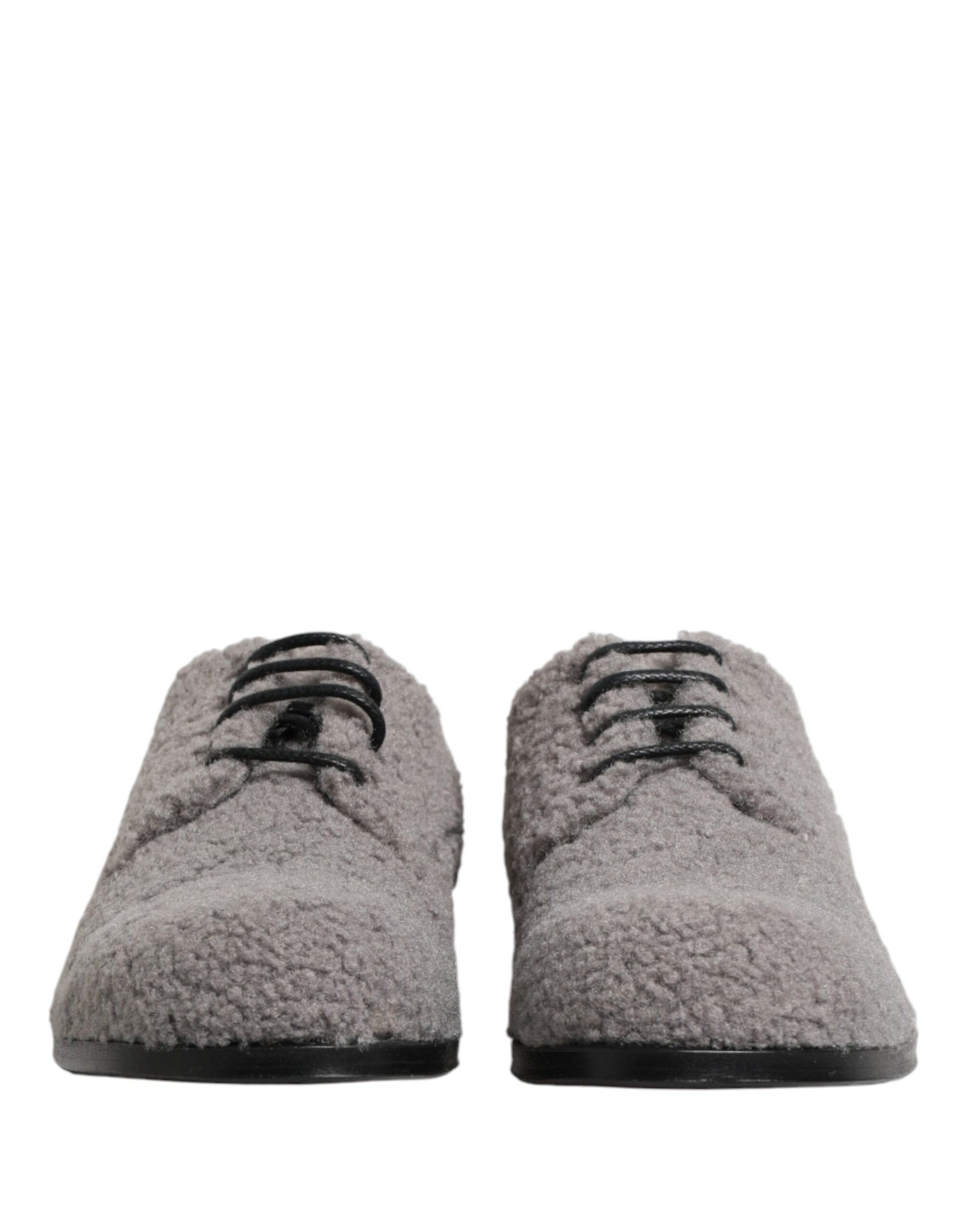 Chaussures habillées Richelieu homme en molleton gris Dolce & Gabbana