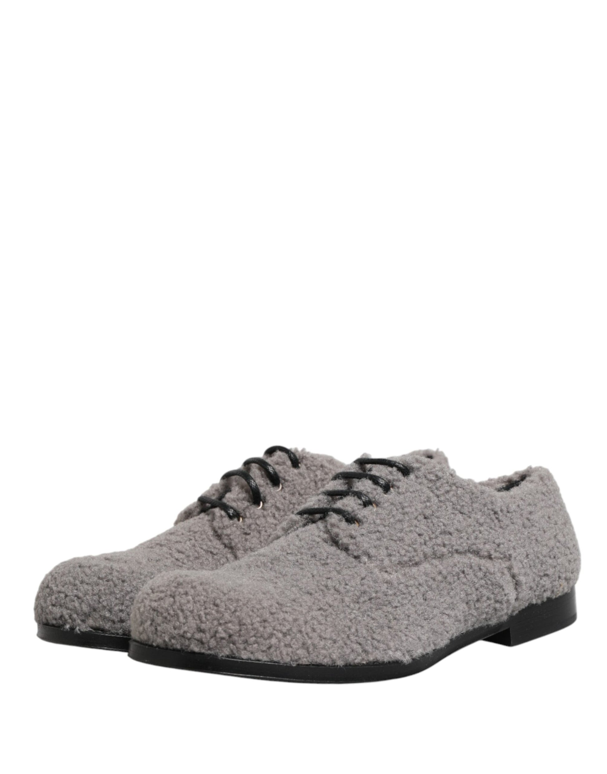 Chaussures habillées Richelieu homme en molleton gris Dolce & Gabbana